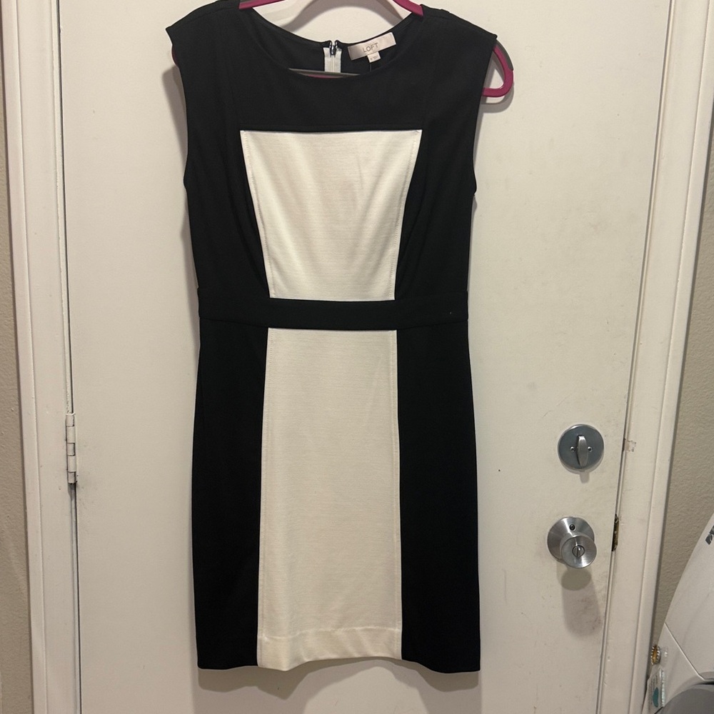 LOFT Black and White Mini Dress